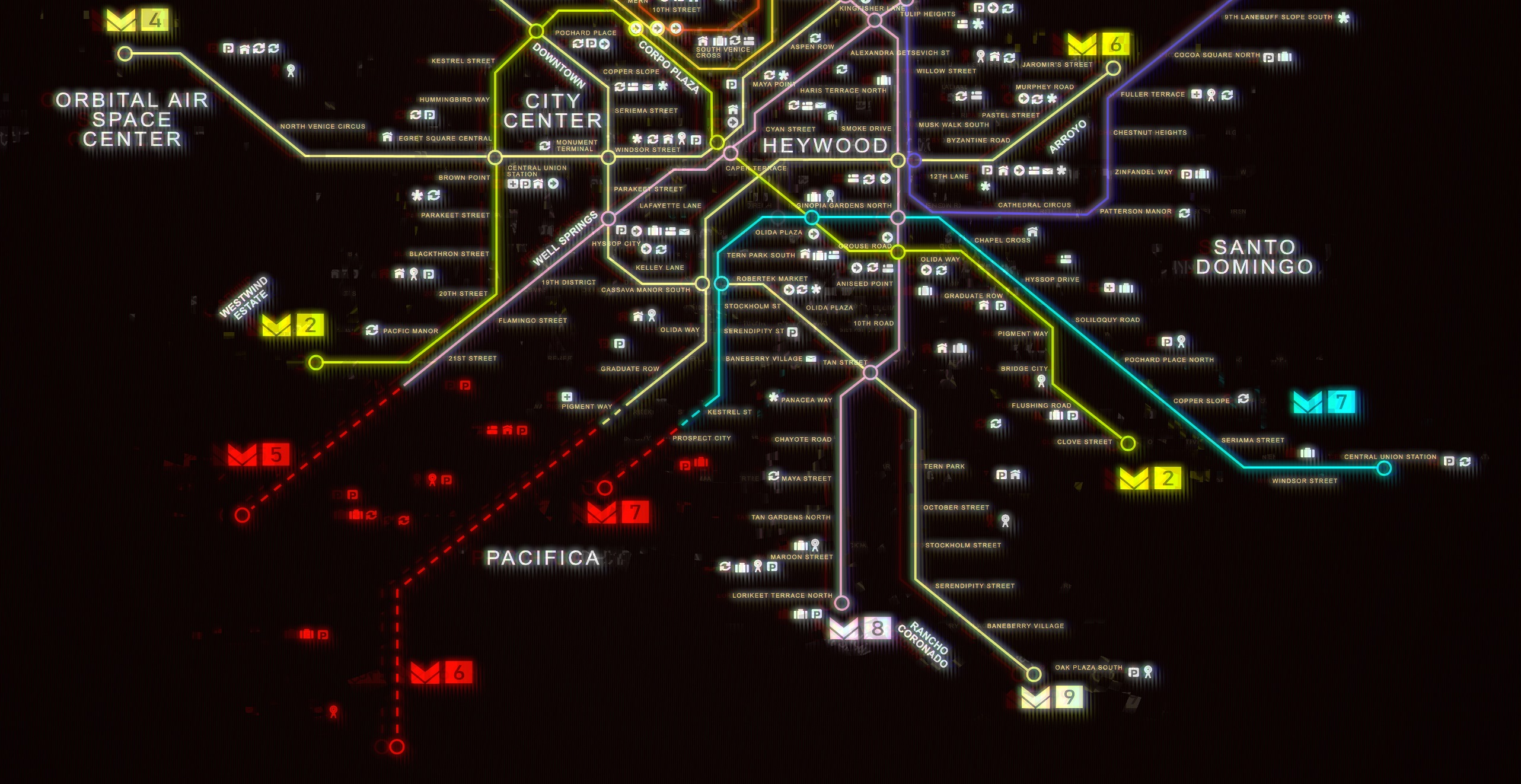 Cyberpunk 2077 Карта метро (низ)