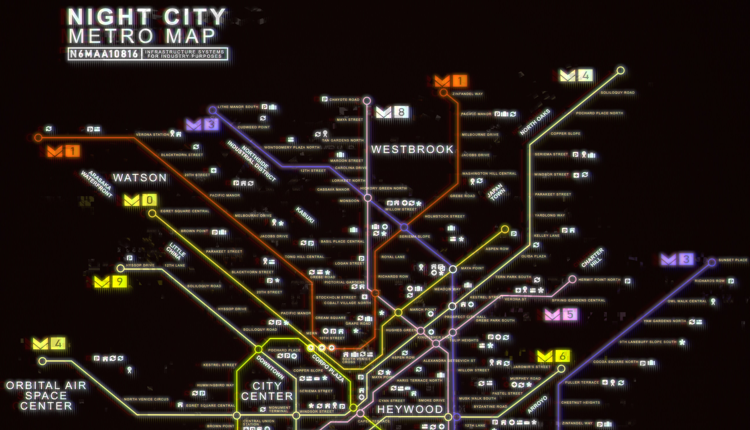Cyberpunk 2077 Карта метро (верх)
