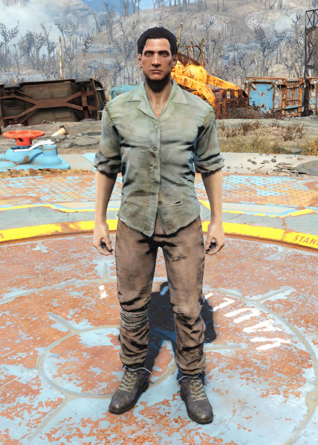 Броня и одежда в Fallout 4 - Зелёная рубашка и солдатские башмаки